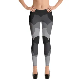 Crista Graphic Leggings in Black and Grays with Curves, Statement Leggings, Funky Leggings, Bold Leggings