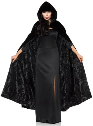 Deluxe Black Cloak with Black Satin Flocked Lining