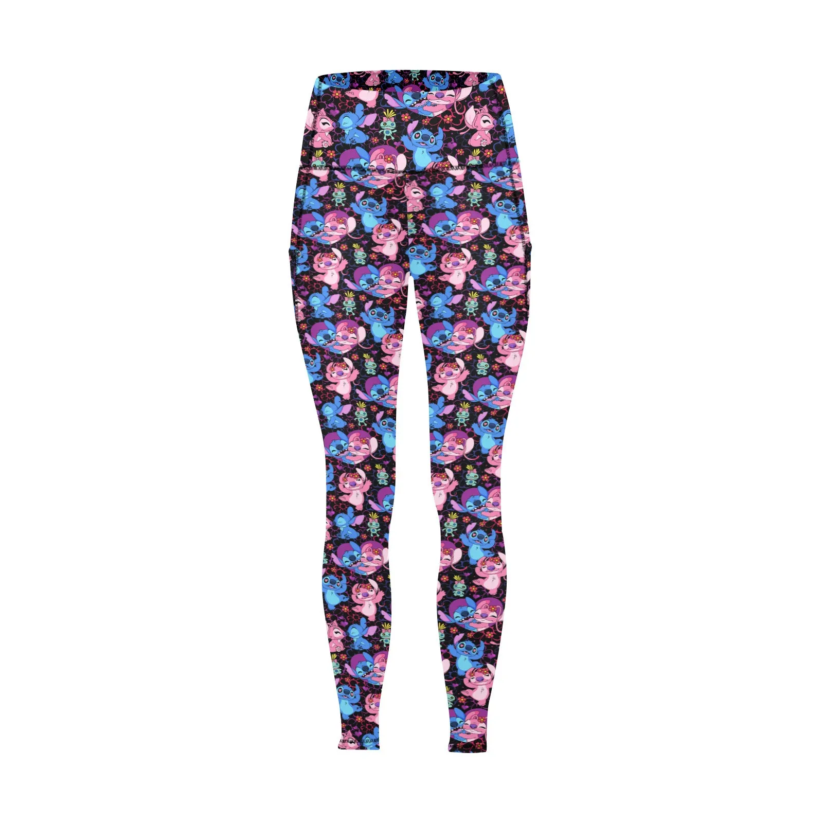 Disney Lilo And Stitch Angel Besties Women's Athletic Leggings Wth Pockets