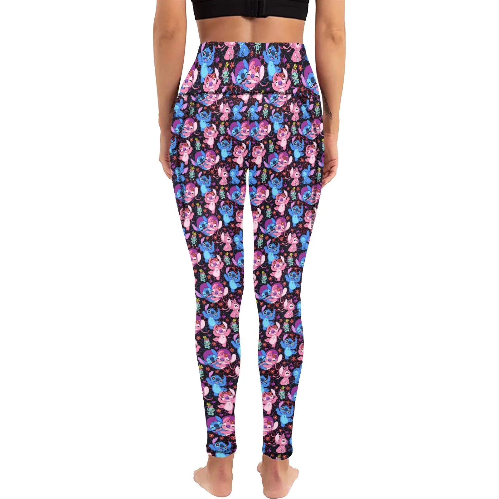 Disney Lilo And Stitch Angel Besties Women's Athletic Leggings Wth Pockets