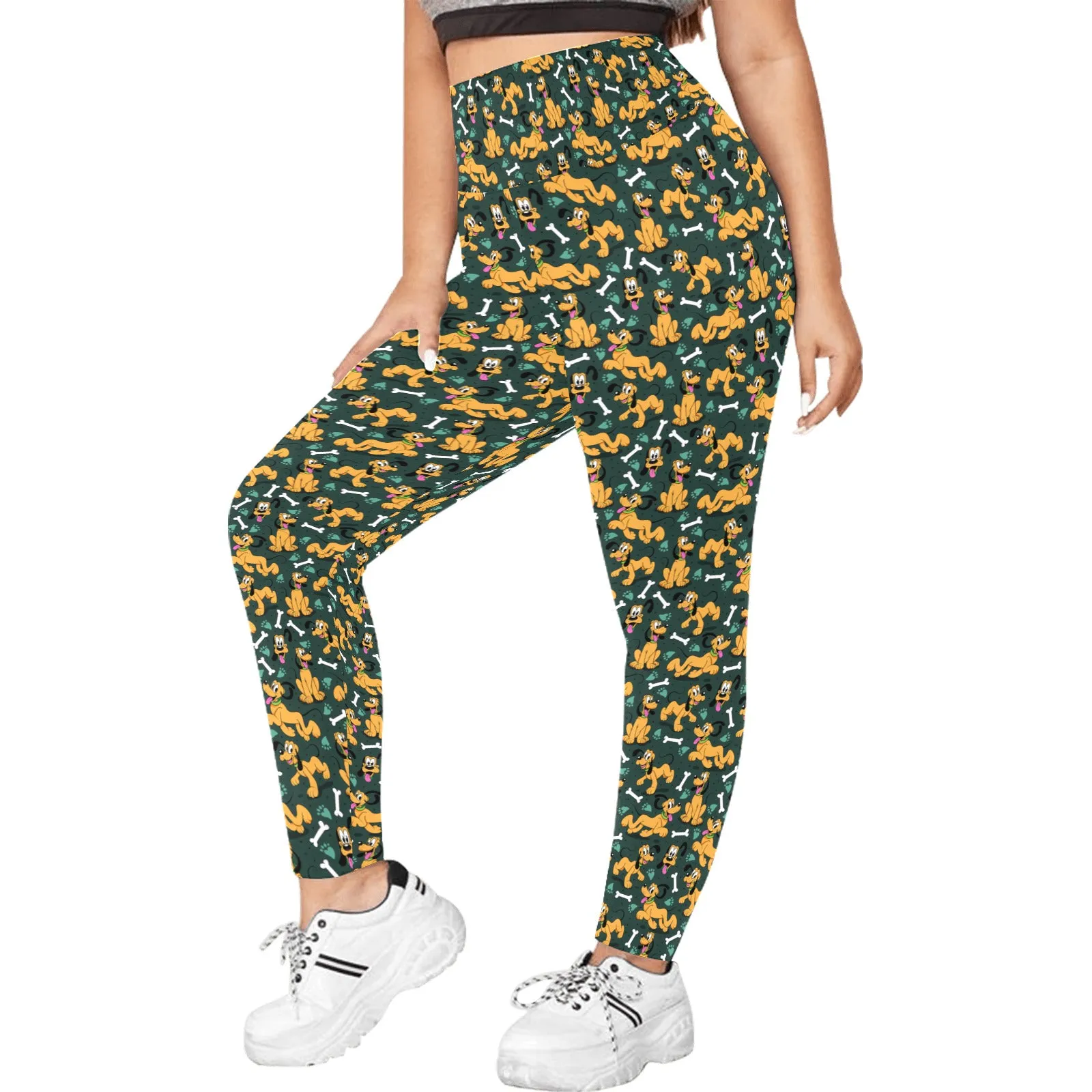 Disney Pluto Life It Better With A Dog Women's Plus Size Athletic Leggings