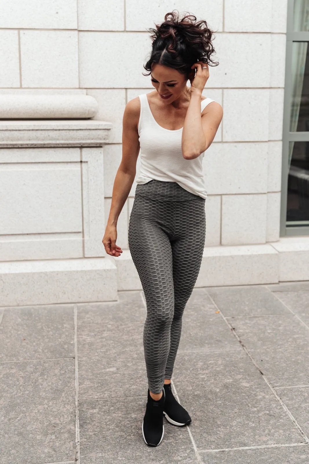 DOORBUSTER Let's Go Textured Leggings in Charcoal