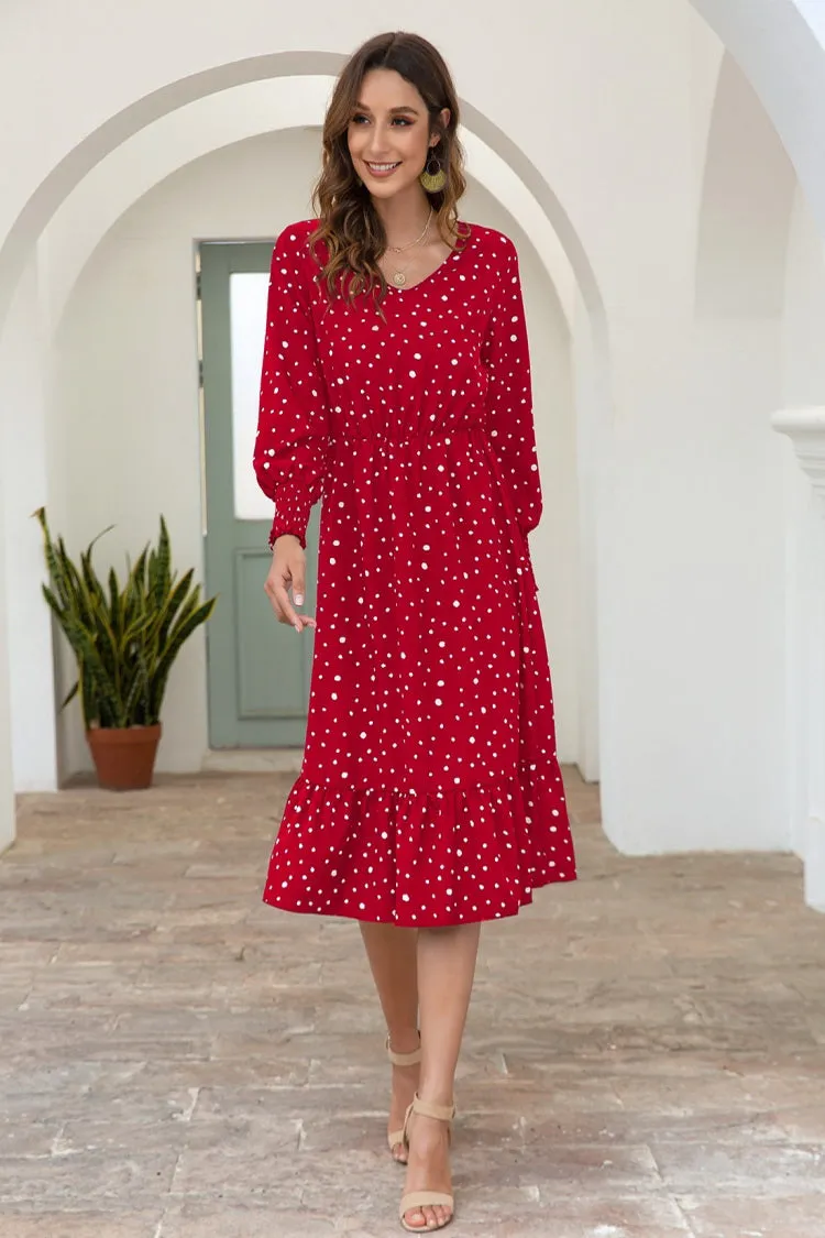 Dot Long Sleeve Chic Dress