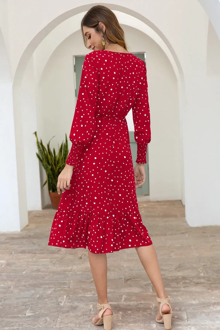 Dot Long Sleeve Chic Dress