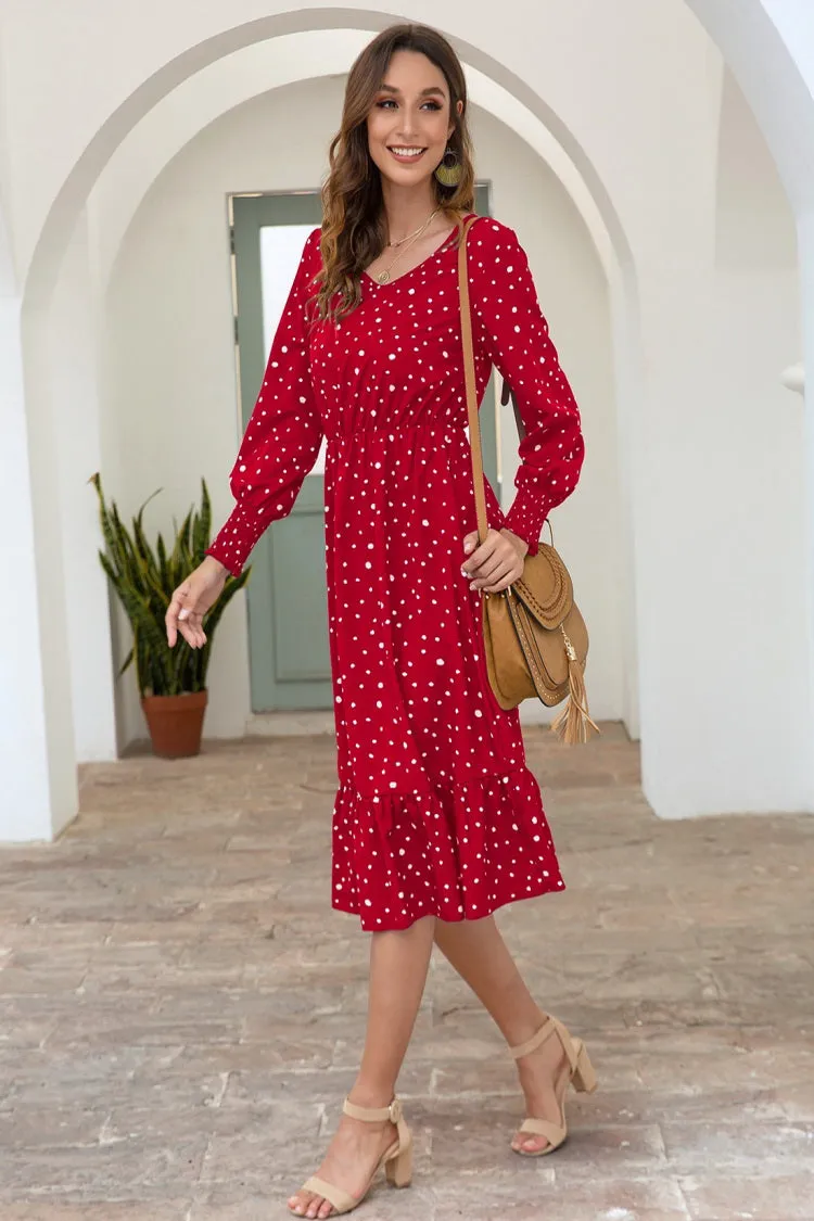 Dot Long Sleeve Chic Dress