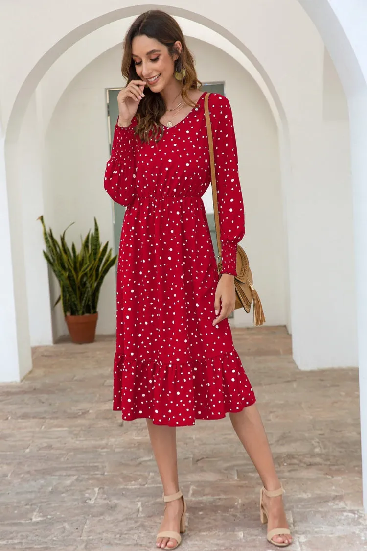 Dot Long Sleeve Chic Dress