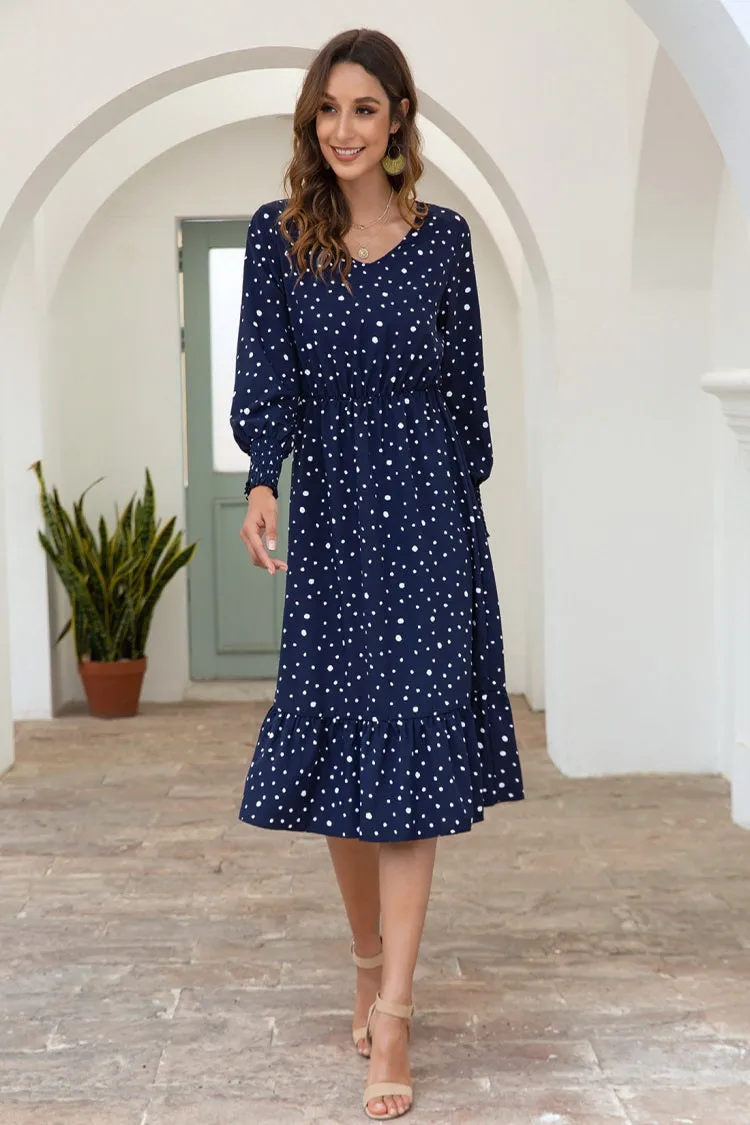 Dot Long Sleeve Chic Dress