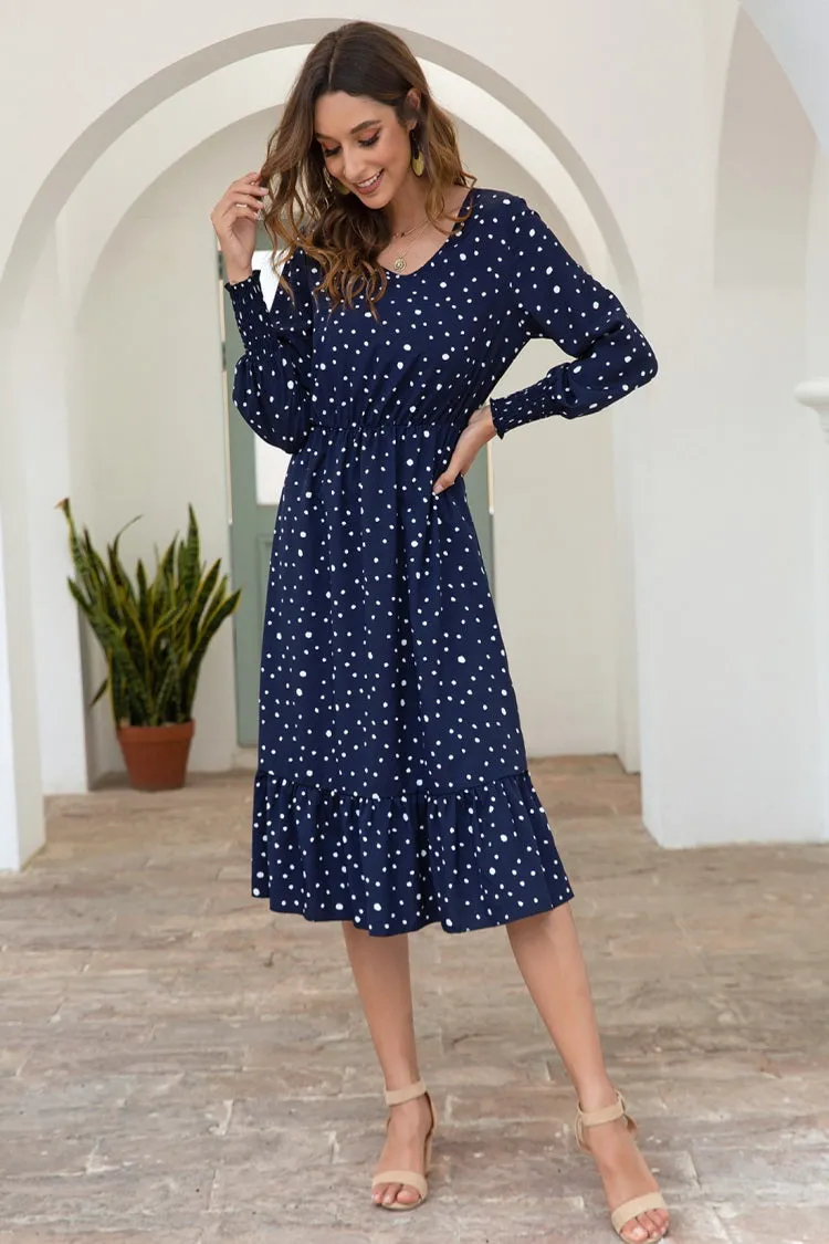 Dot Long Sleeve Chic Dress