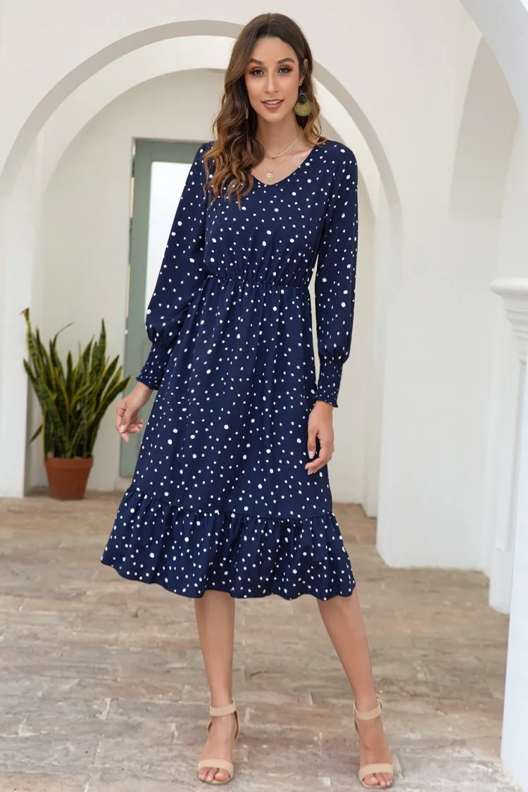 Dot Long Sleeve Chic Dress