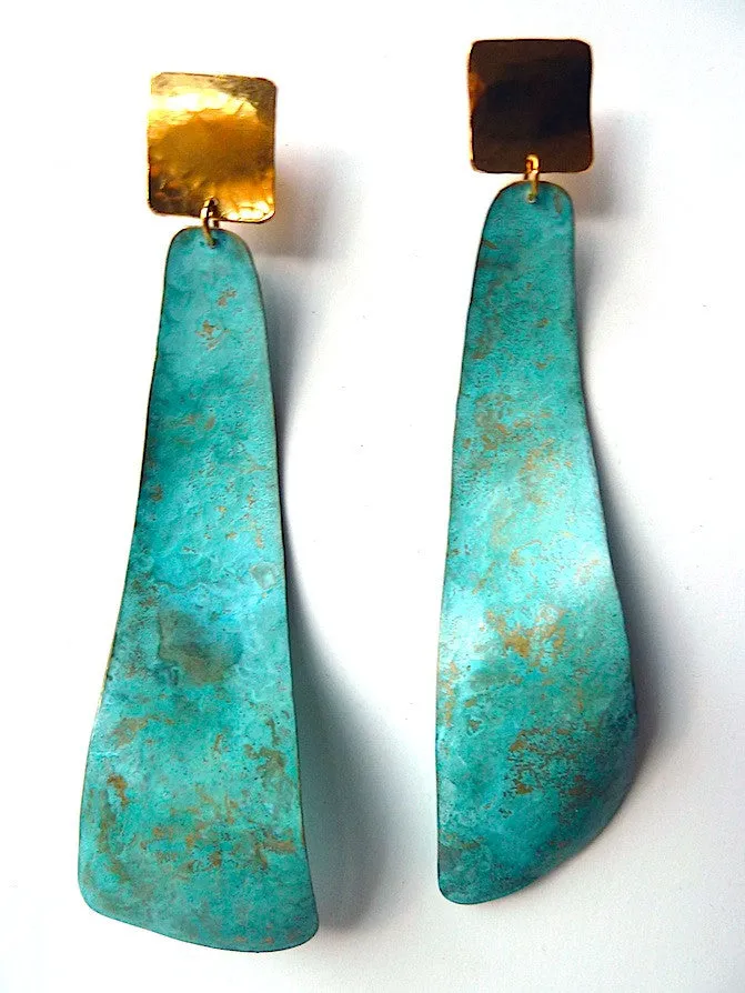 Earrings Patina Long Swirl By Sibilia