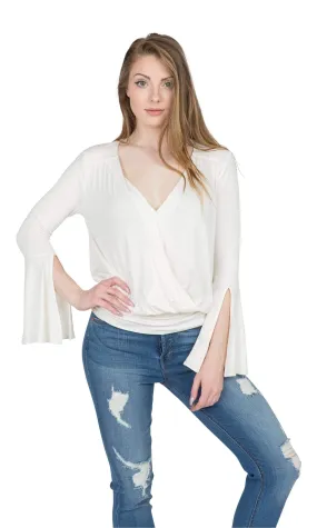 Ella Moss Surplice Flare Sleeve Top