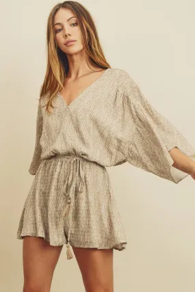 Ethnic Print Kimono Sleeve Romper