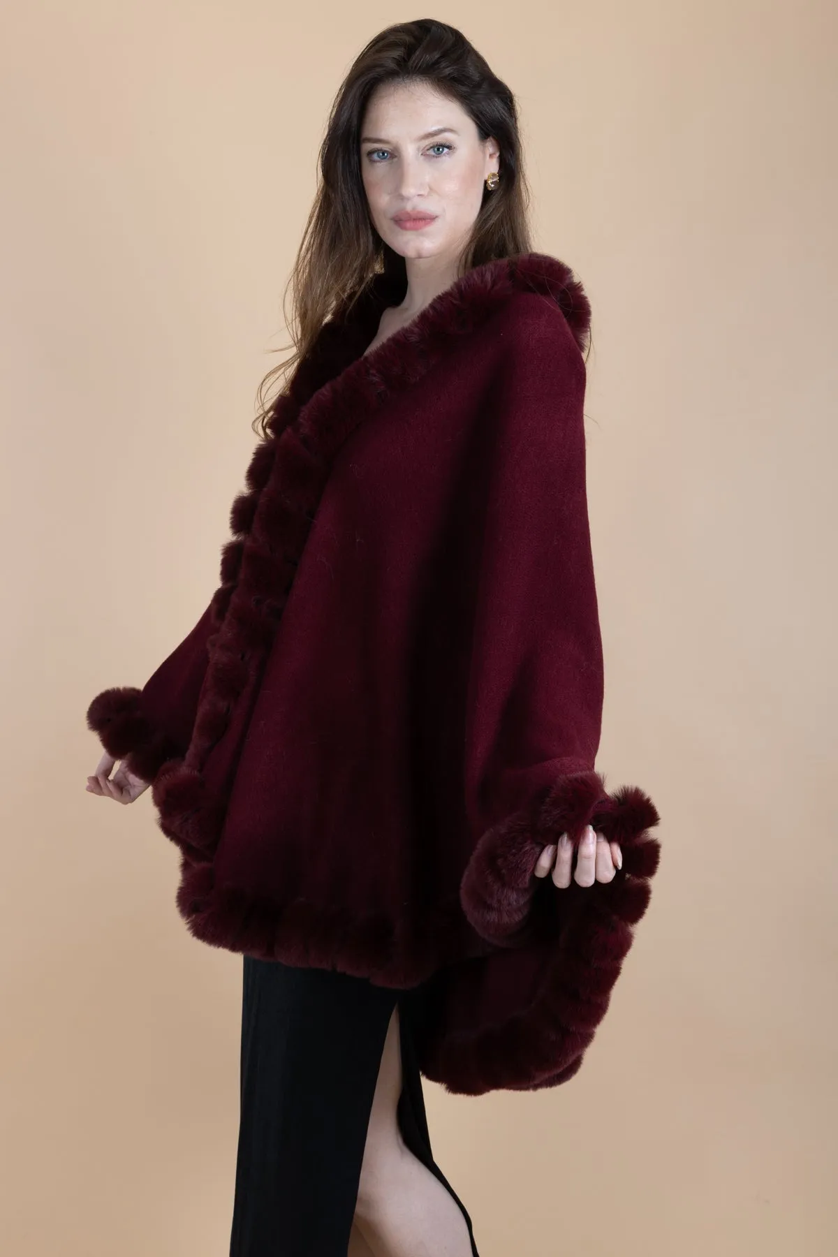 Faux Fur Cape Kimono