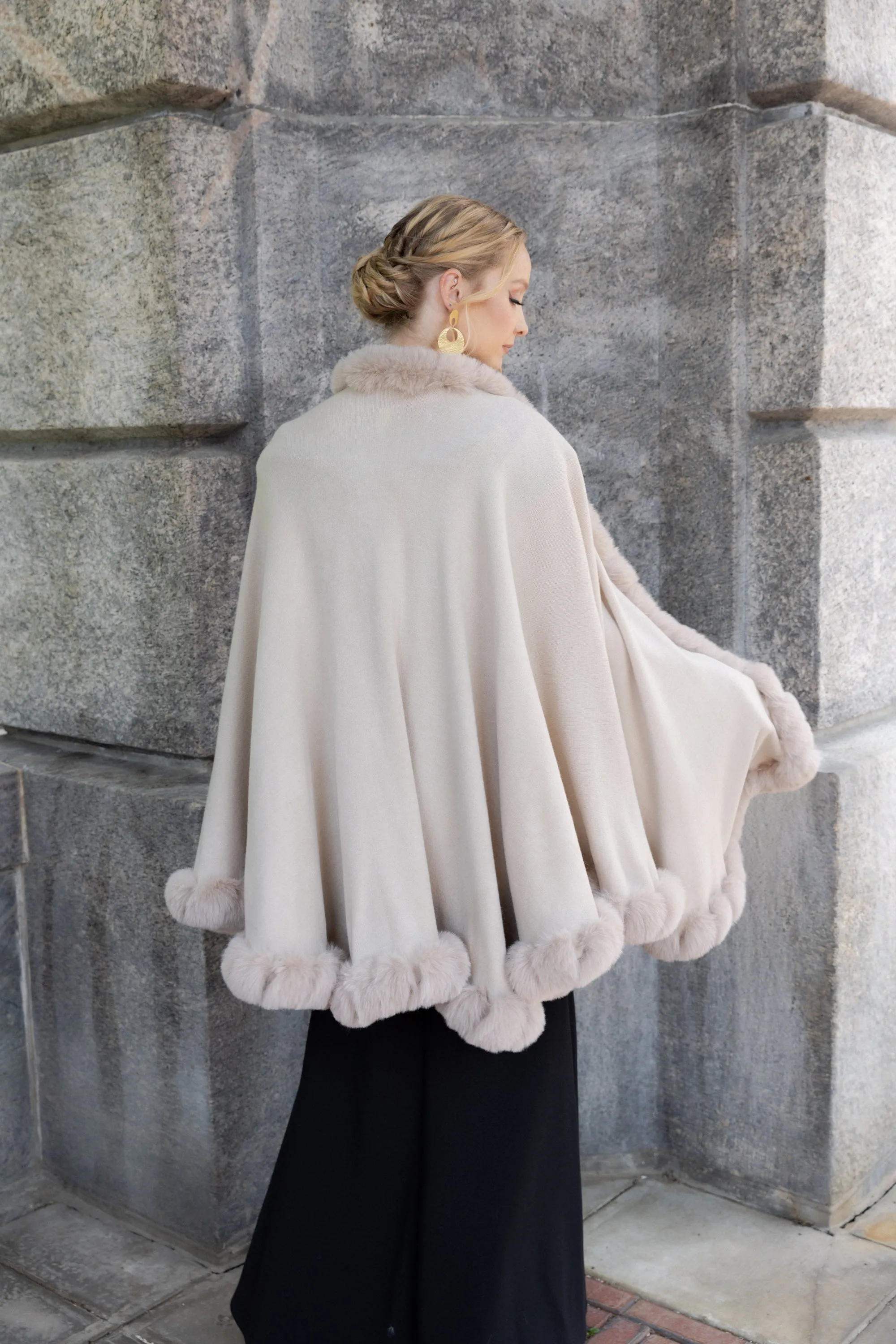 Faux Fur Cape Kimono