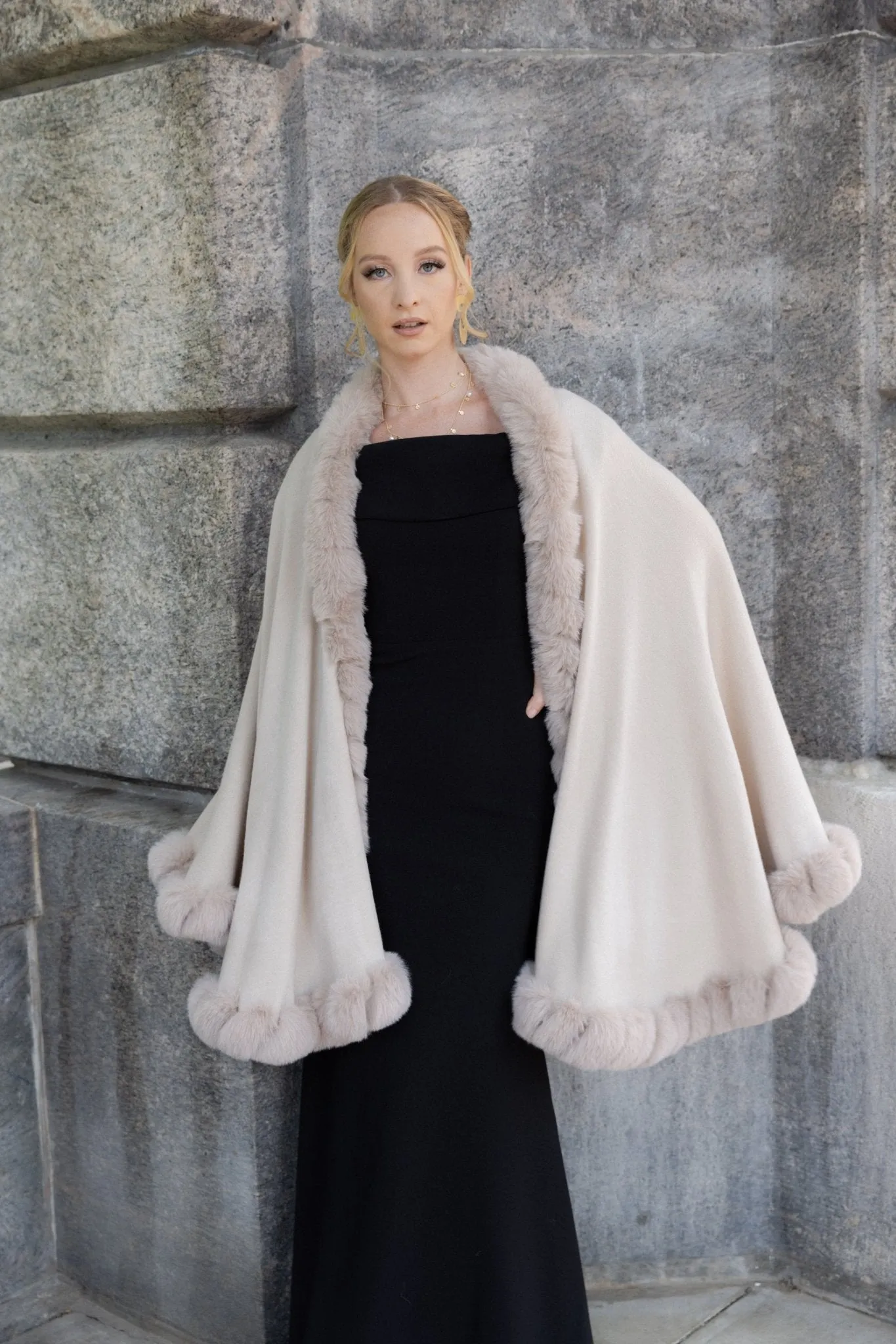 Faux Fur Cape Kimono