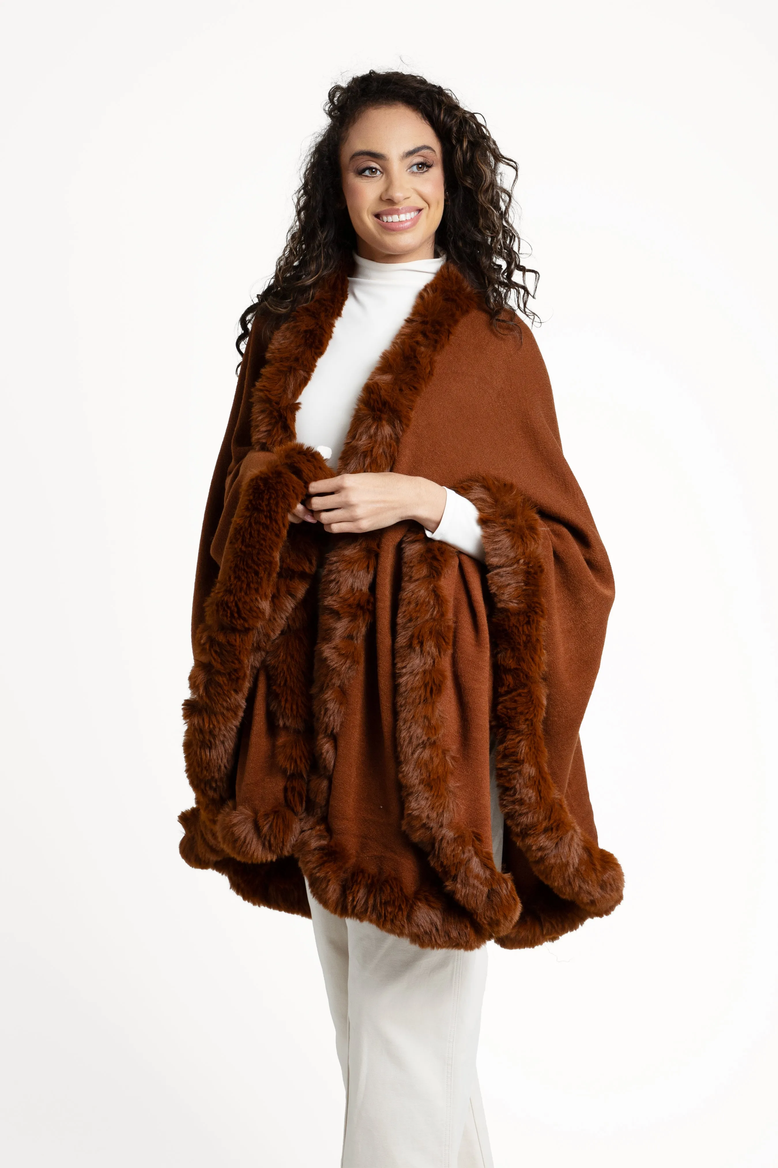 Faux Fur Cape Kimono