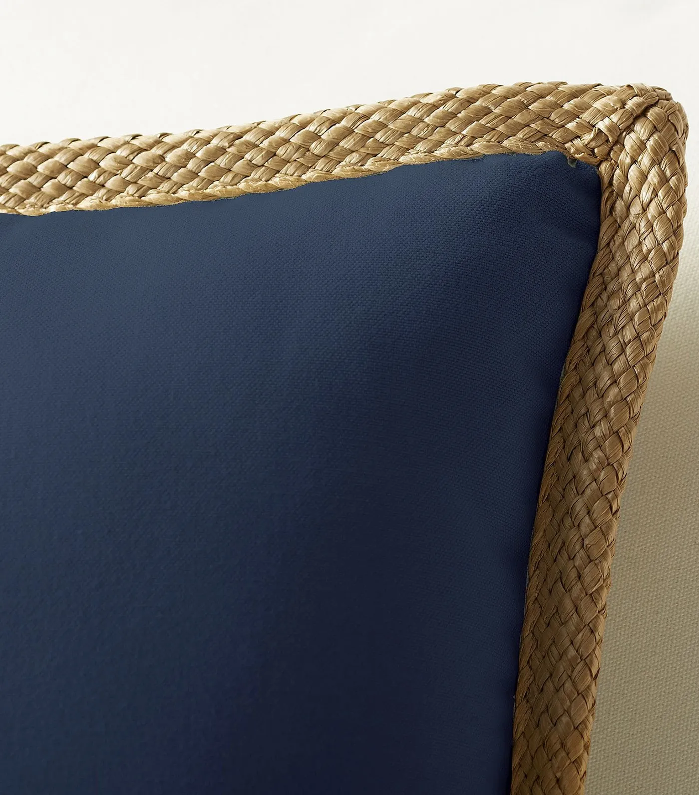 Faux Natural Fiber Trim Outdoor Pillow Ink Blue - 20x20 inches