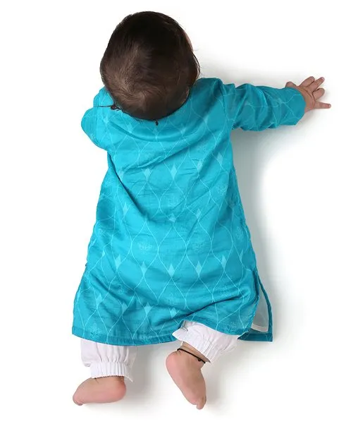 Firoza - Chanderi Printed Infant Kurta with Attached Pyjama (Onesie)