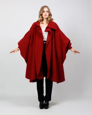 Garnet Red Wool Cape Coat