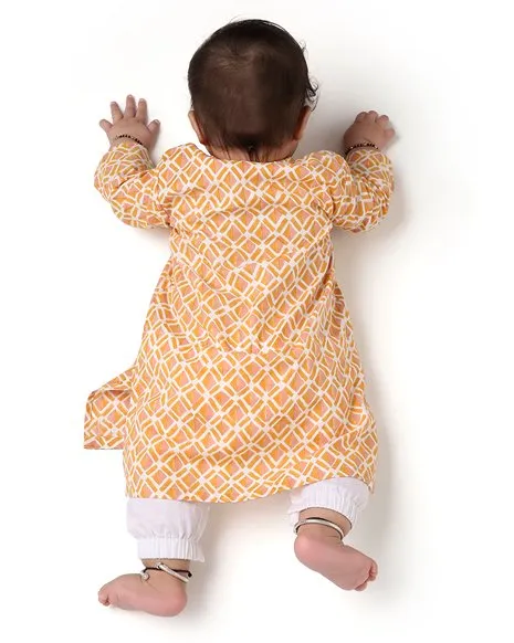 Genda - Handblock Printed Infant Kurta with Attached Pyjama (Onesie)