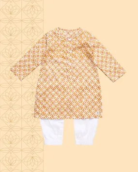 Genda - Handblock Printed Infant Kurta with Attached Pyjama (Onesie)