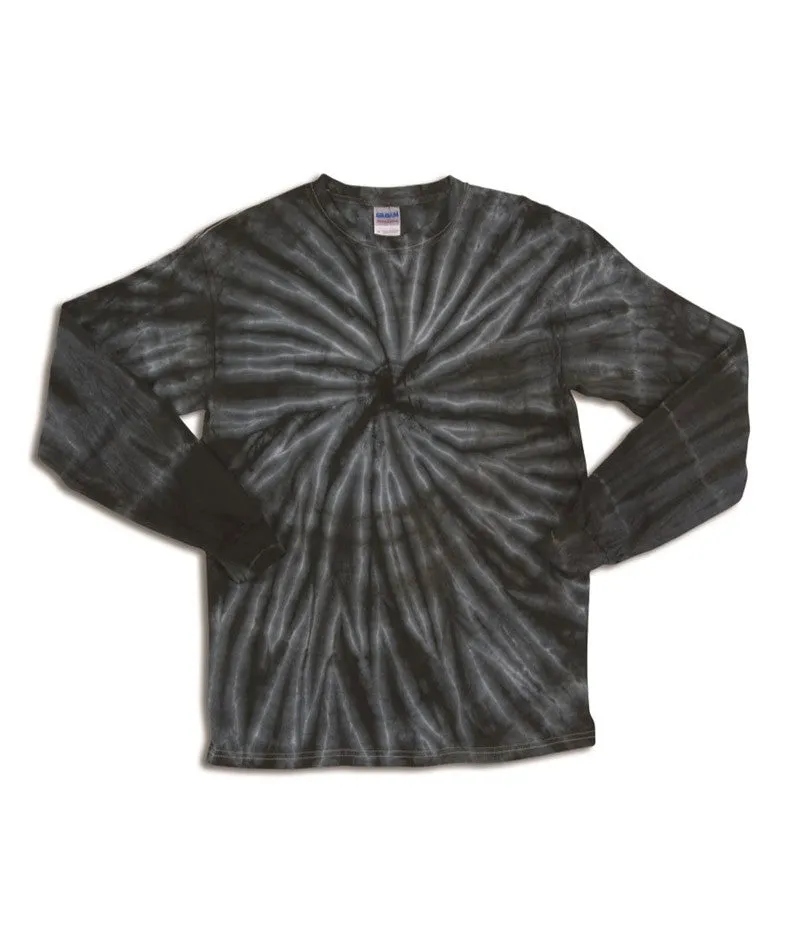 gildan tie-dye youth one-color long-sleeve cyclone tee - black (m)