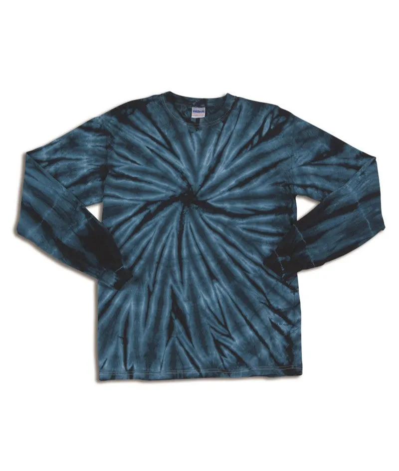 gildan tie-dye youth one-color long-sleeve cyclone tee - navy (l)