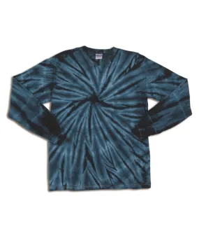 gildan tie-dye youth one-color long-sleeve cyclone tee - navy (s)