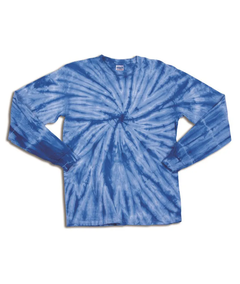 gildan tie-dye youth one-color long-sleeve cyclone tee - royal (s)