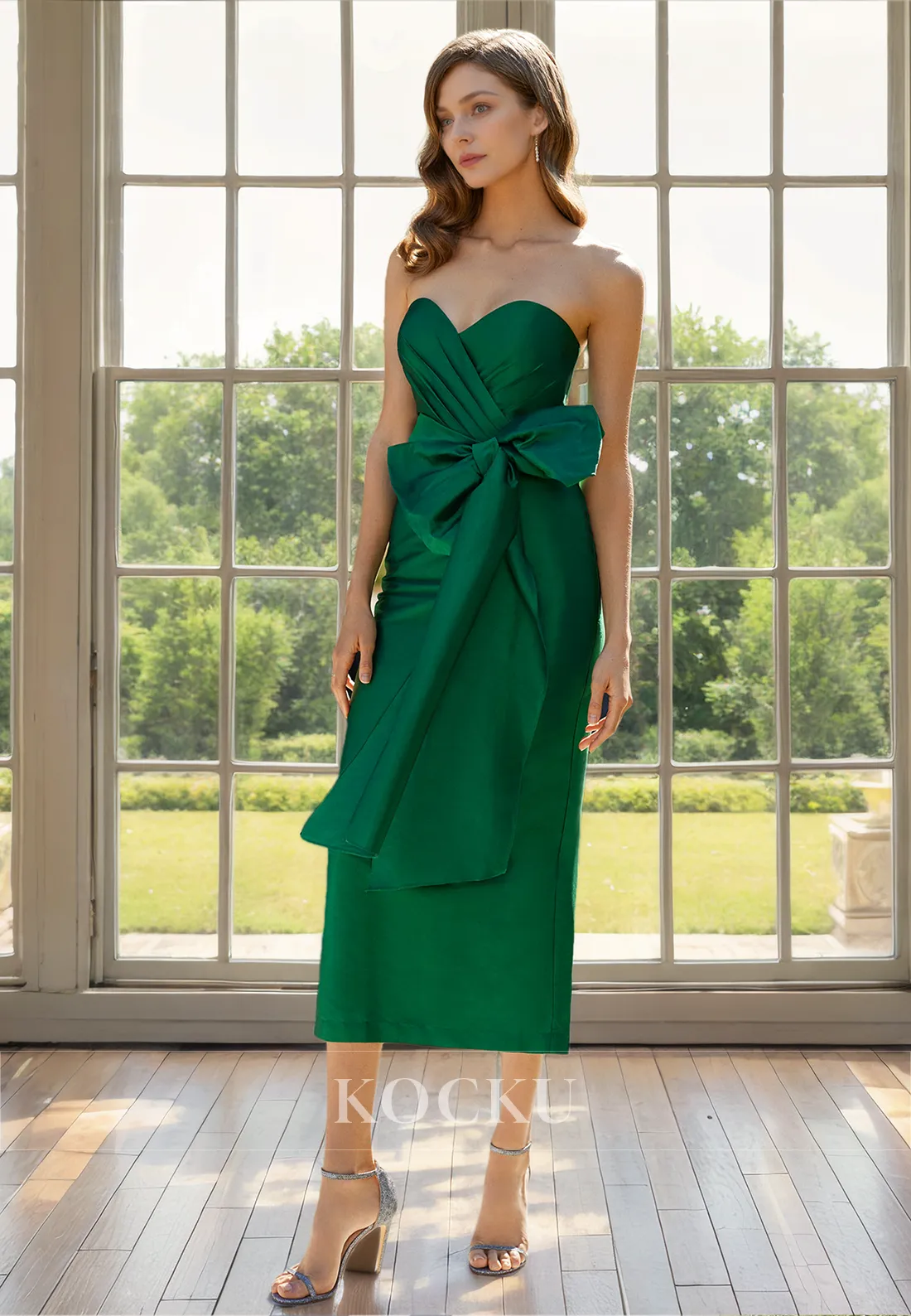 Gorgeous & Charming Puff Sleeves Sheath Off-Shoulder Cocktail Mother of the Bride Dress