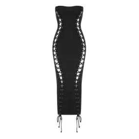 Gothic Bodycon Lace Up Dress