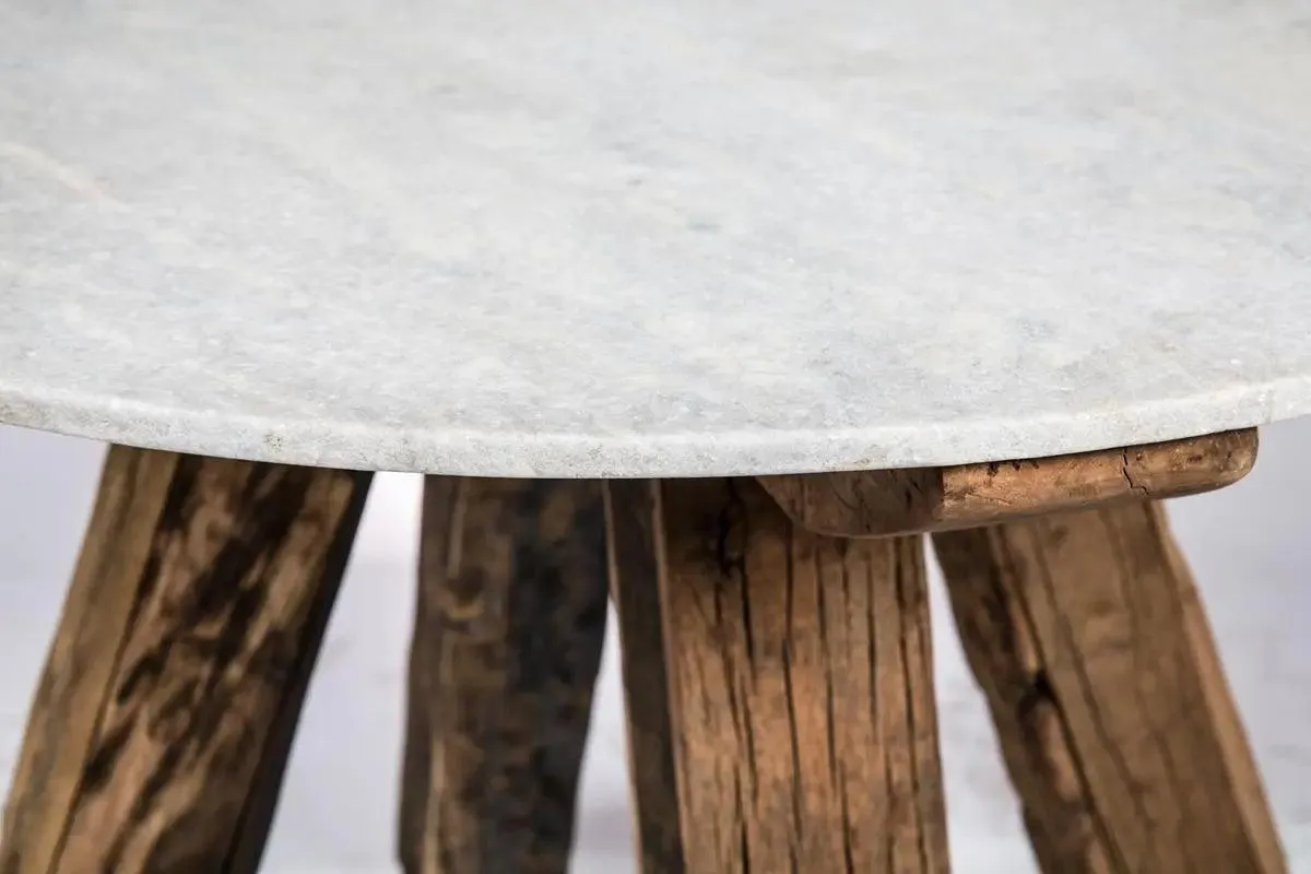 HG Living Cape Cod Recycled Wood/Stone Dining Table Ivory/Natural