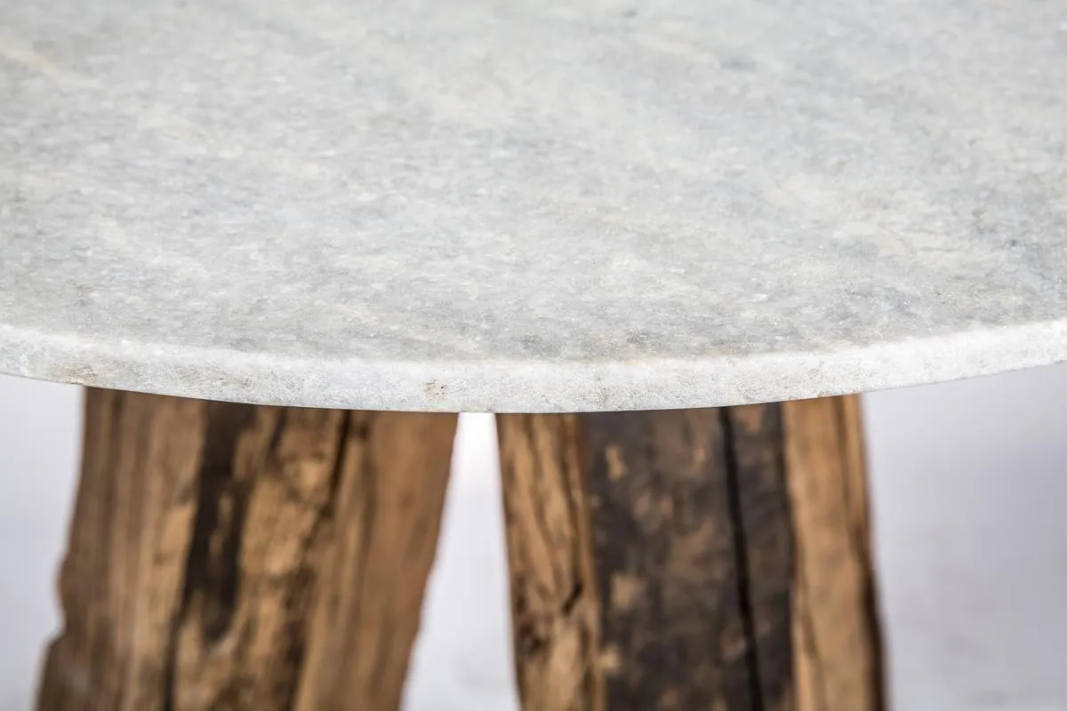 HG Living Cape Cod Recycled Wood/Stone Side Table Ivory/Natural