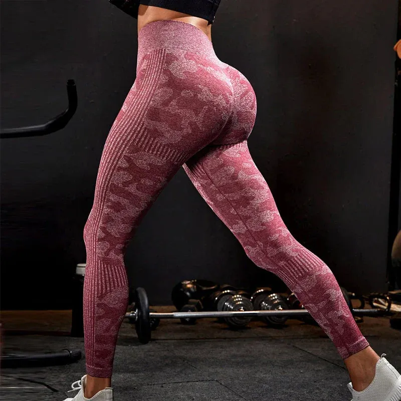 High Waist Camouflage Seamless Stretch Butt Lift Gym Legging