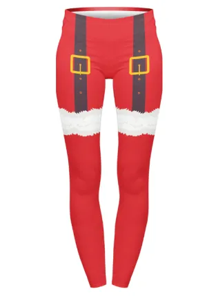 High Waist Leggings (10-16 UK Size) - Santa Girl