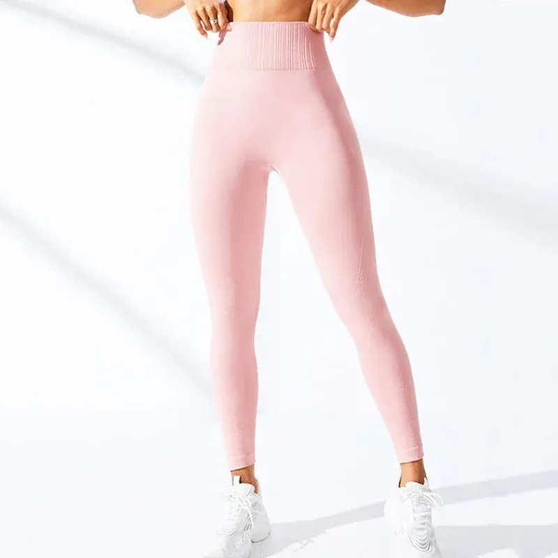 High Waist Seamless Solid Knitting Legging for Gym Fitness