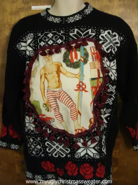 Hottie Muscle Guy Ugly Christmas Sweater Snowflake Pullover