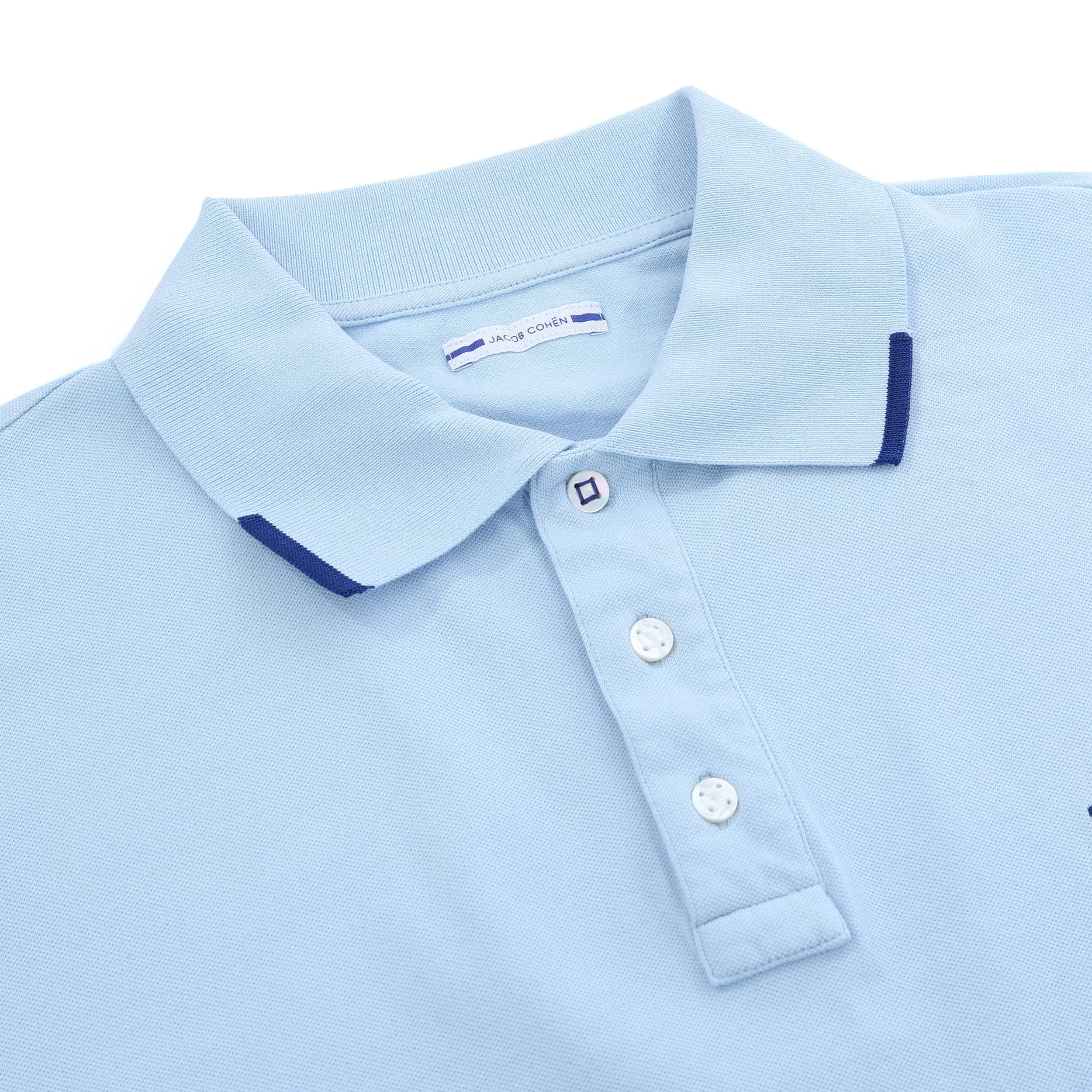 Jacob Cohen Tipped Polo Shirt in Sky Blue