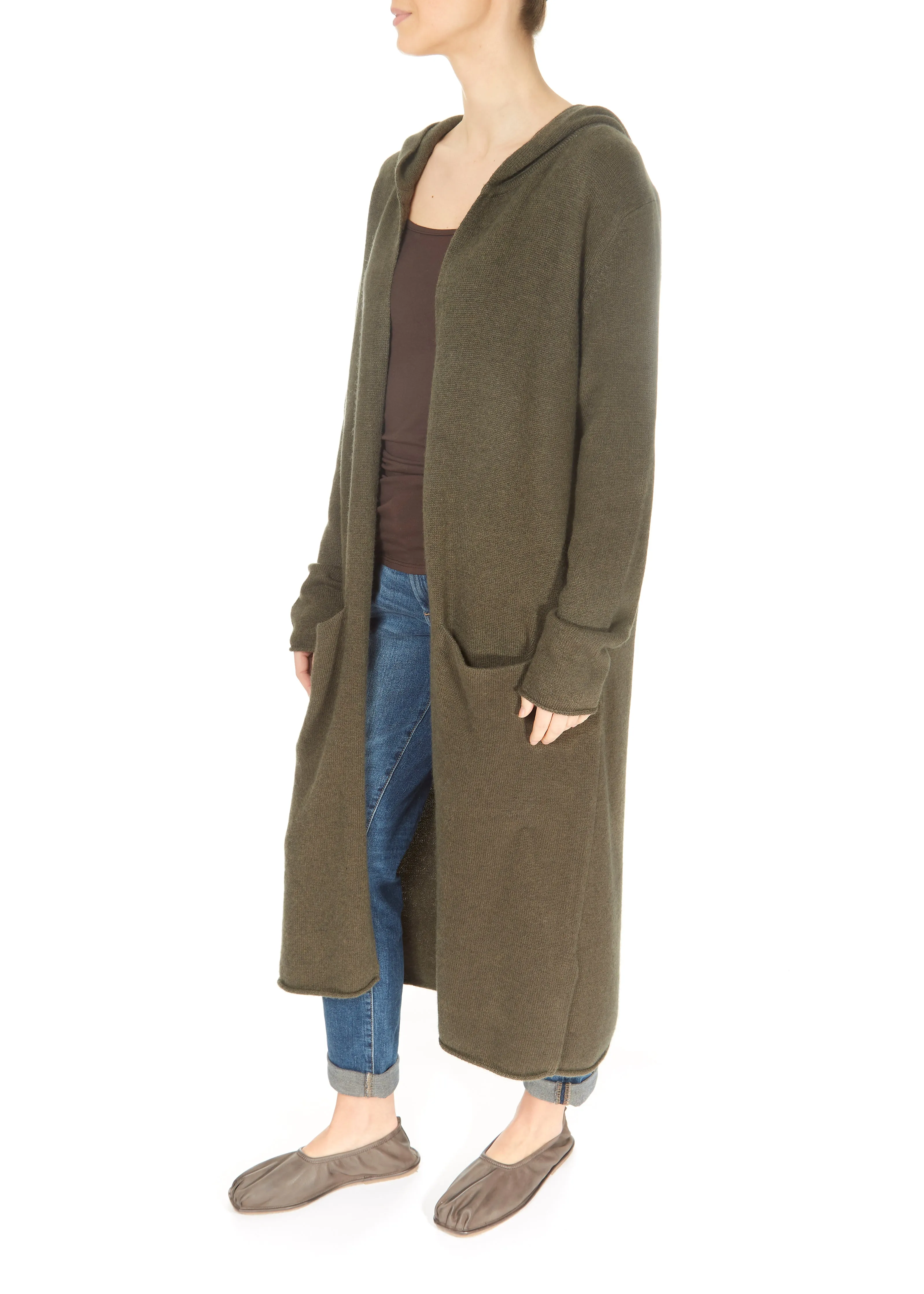 Jessimara Knitwear Haven Dark Olive Long Cardigan