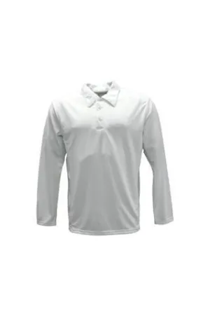 Kids Cricket Longsleeve Polo - White