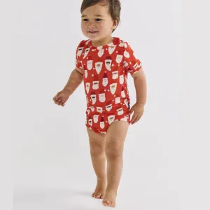 Kip & Co Red Organic Short Sleeve Romper- HoHoHo