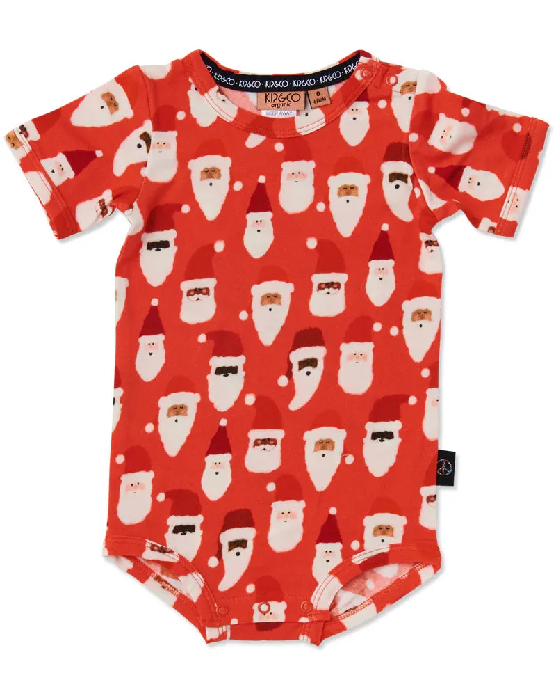 Kip & Co Red Organic Short Sleeve Romper- HoHoHo