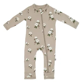 Kyte Baby Zippered Romper | Small Khaki Magnolia