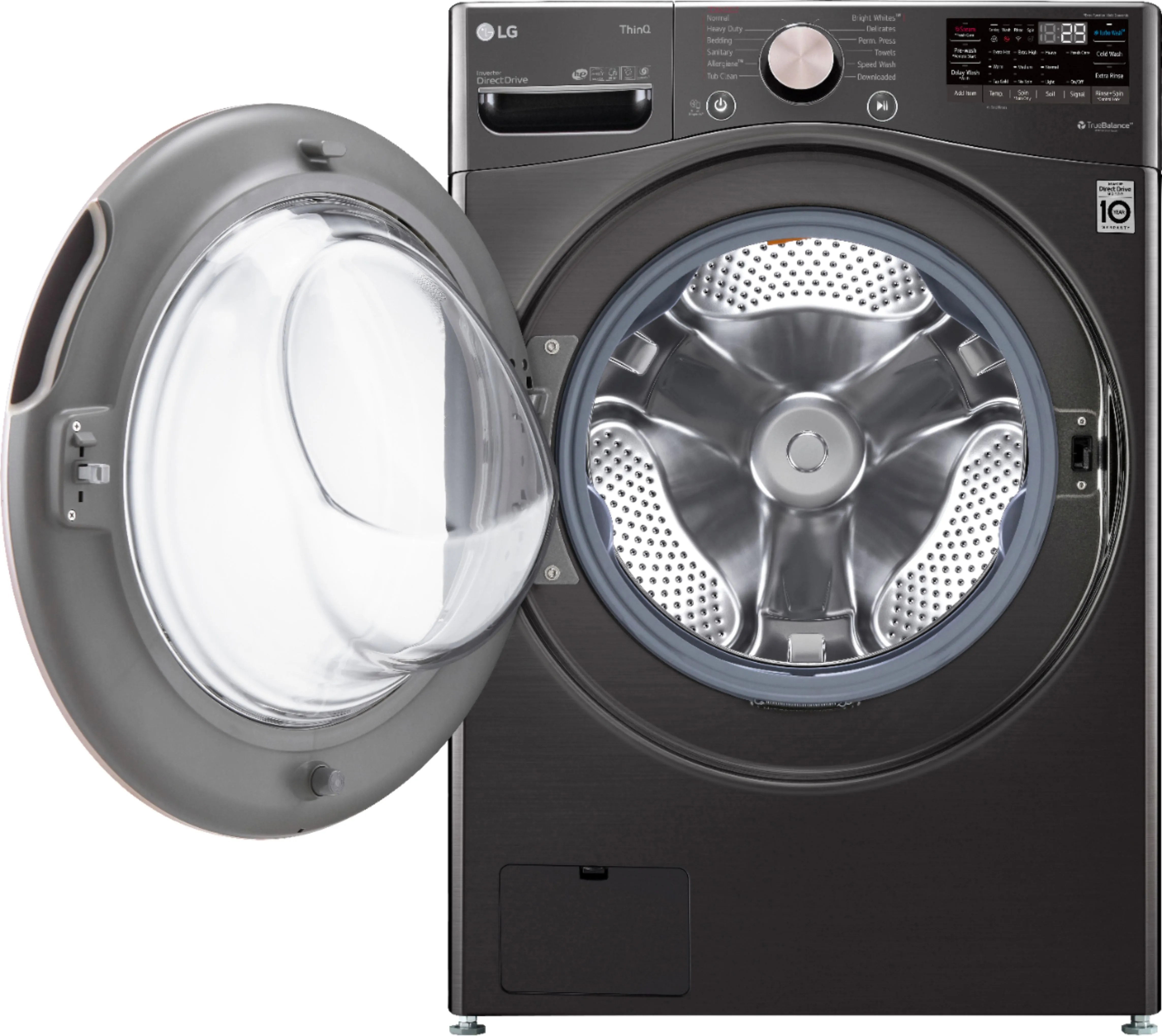 LG - 4.5 Cu. Ft. 12-Cycle High-Efficiency Front-Load Washer with WiFi and Built-In Technology - Black Steel