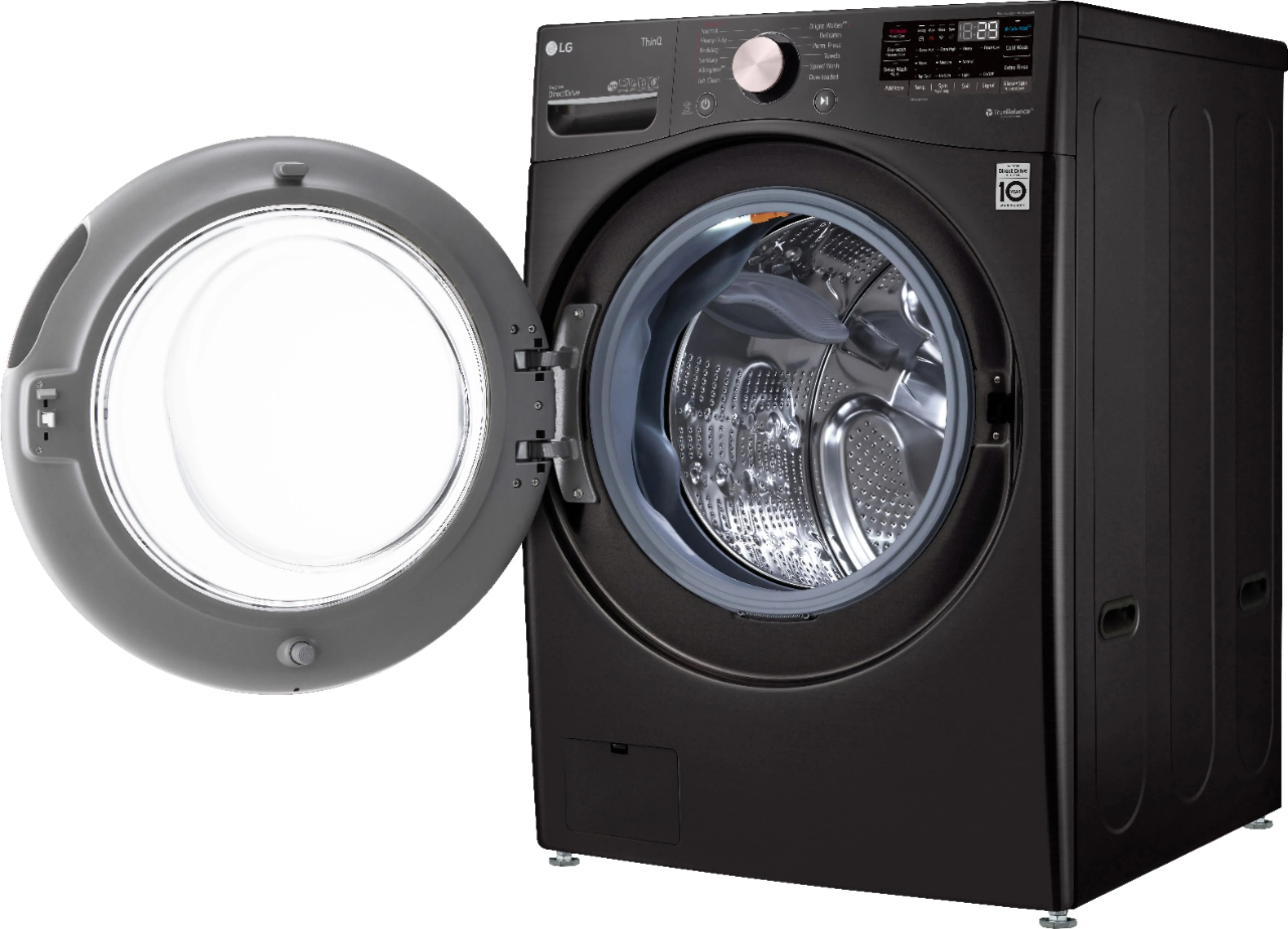 LG - 4.5 Cu. Ft. 12-Cycle High-Efficiency Front-Load Washer with WiFi and Built-In Technology - Black Steel