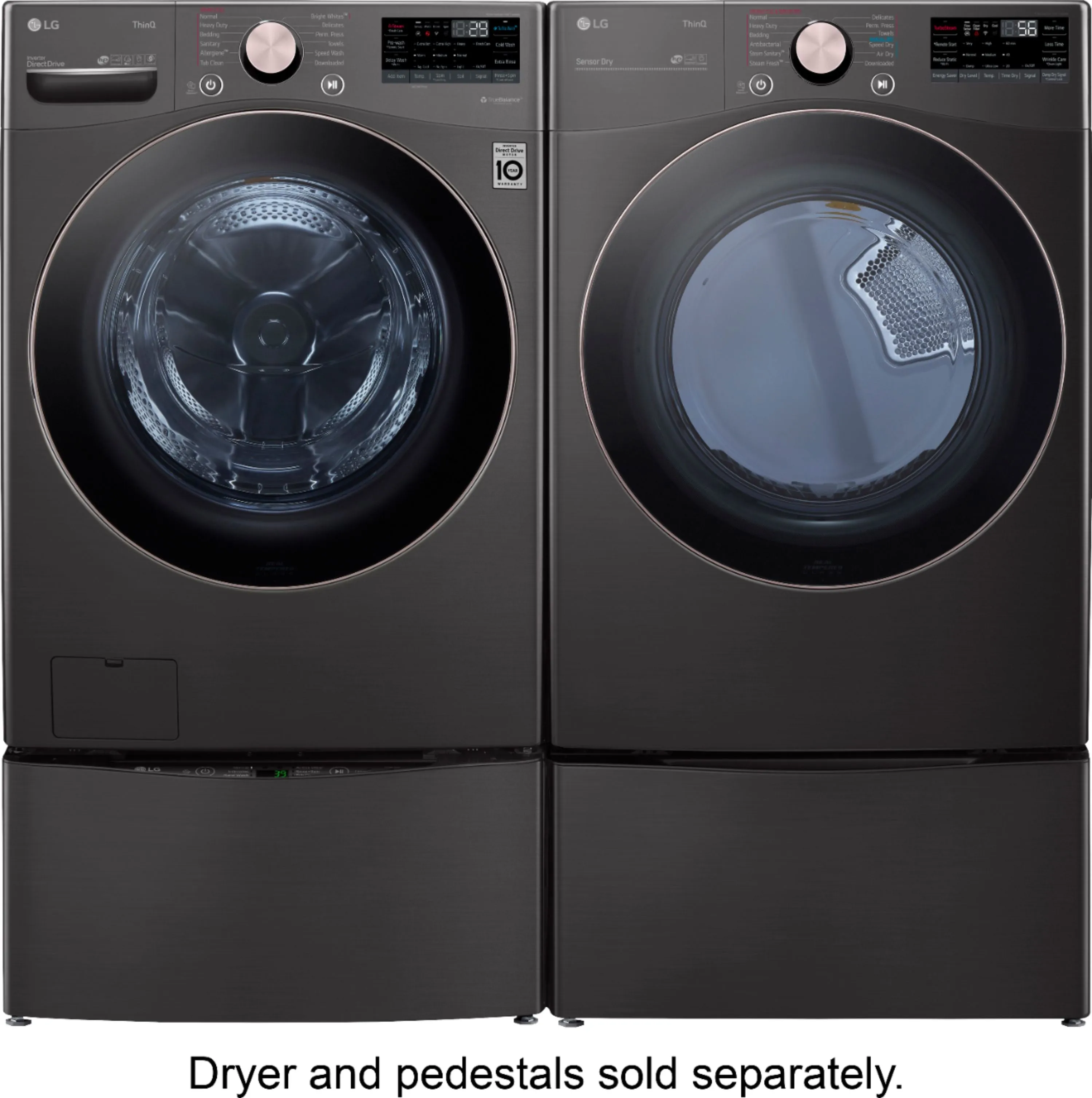 LG - 4.5 Cu. Ft. 12-Cycle High-Efficiency Front-Load Washer with WiFi and Built-In Technology - Black Steel