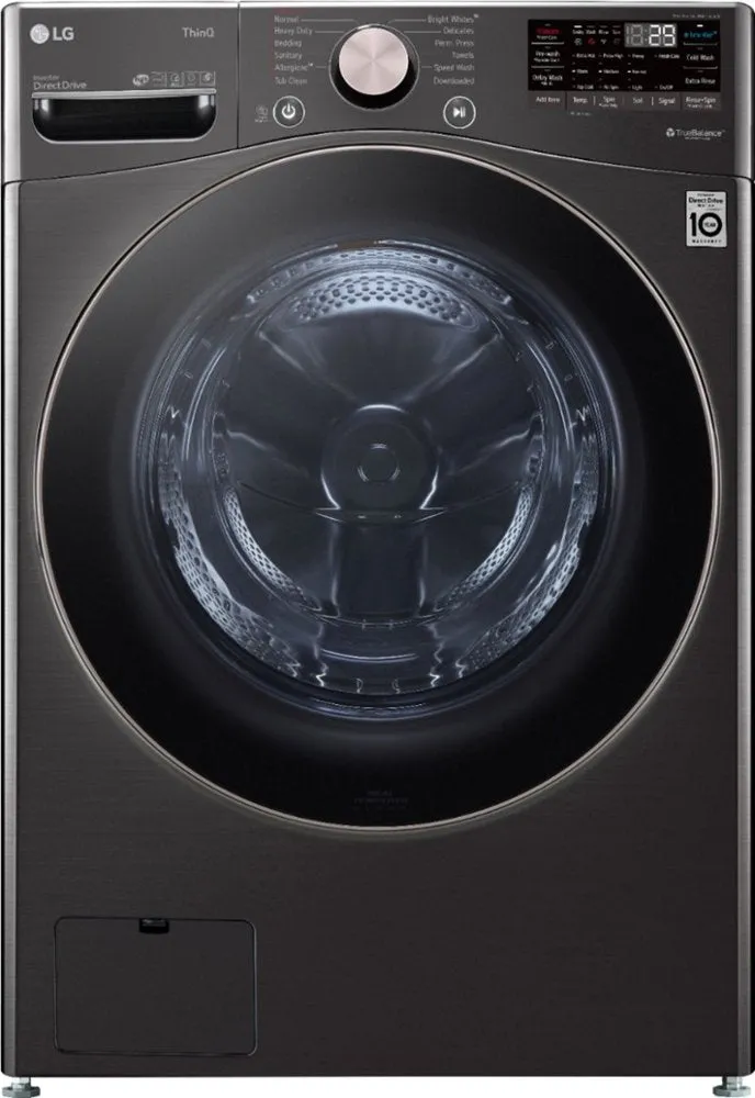 LG - 4.5 Cu. Ft. 12-Cycle High-Efficiency Front-Load Washer with WiFi and Built-In Technology - Black Steel