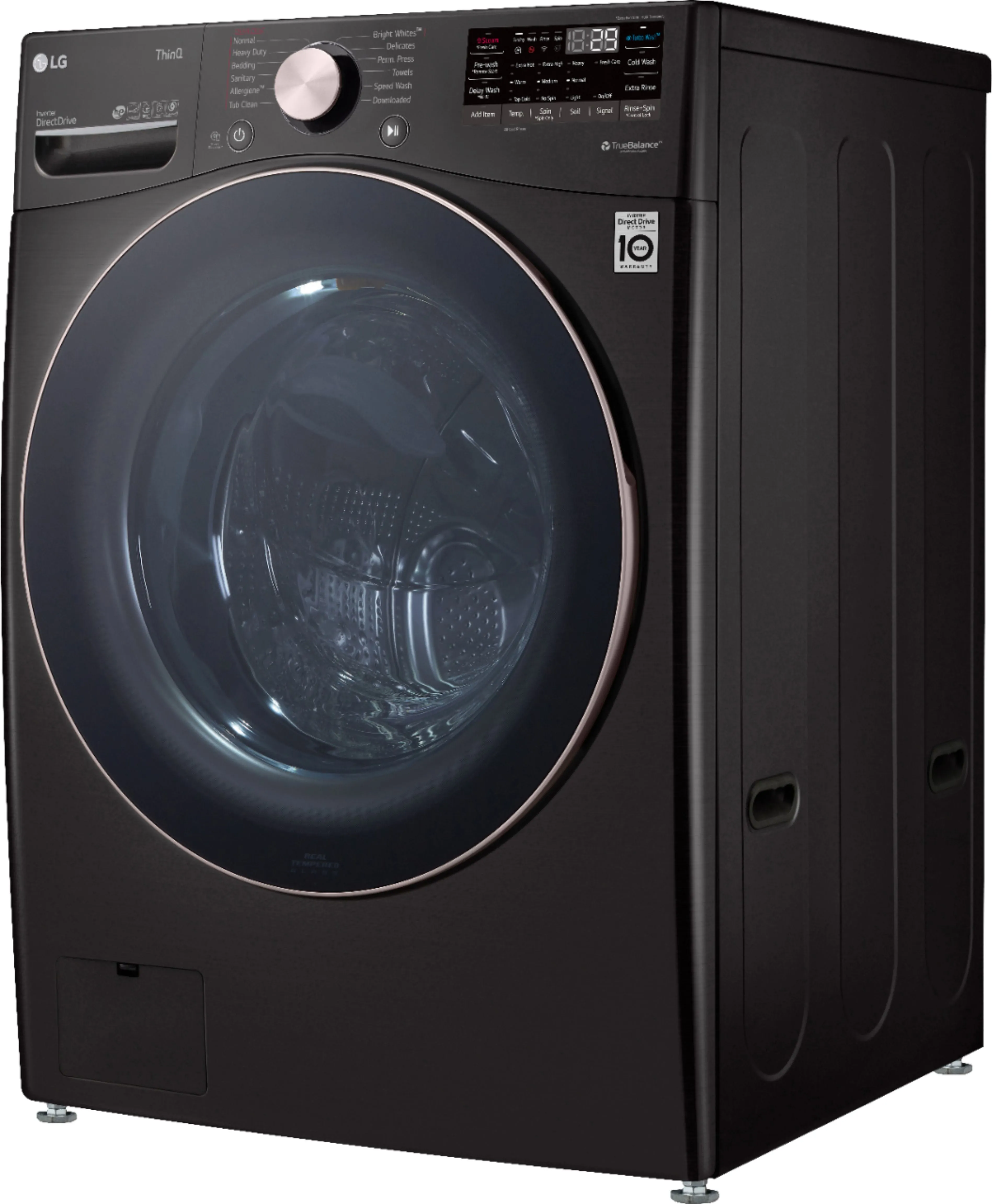 LG - 4.5 Cu. Ft. 12-Cycle High-Efficiency Front-Load Washer with WiFi and Built-In Technology - Black Steel