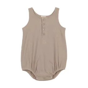 Lil Legs Henley Romper in Taupe