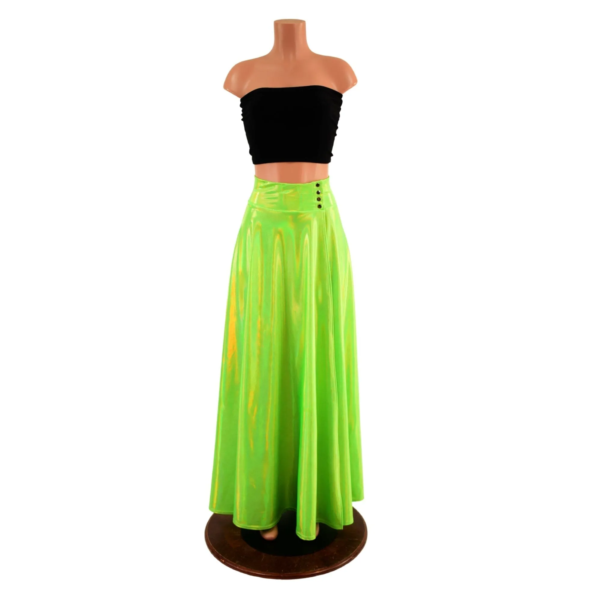 Lime Holographic Breakaway Maxi Skirt